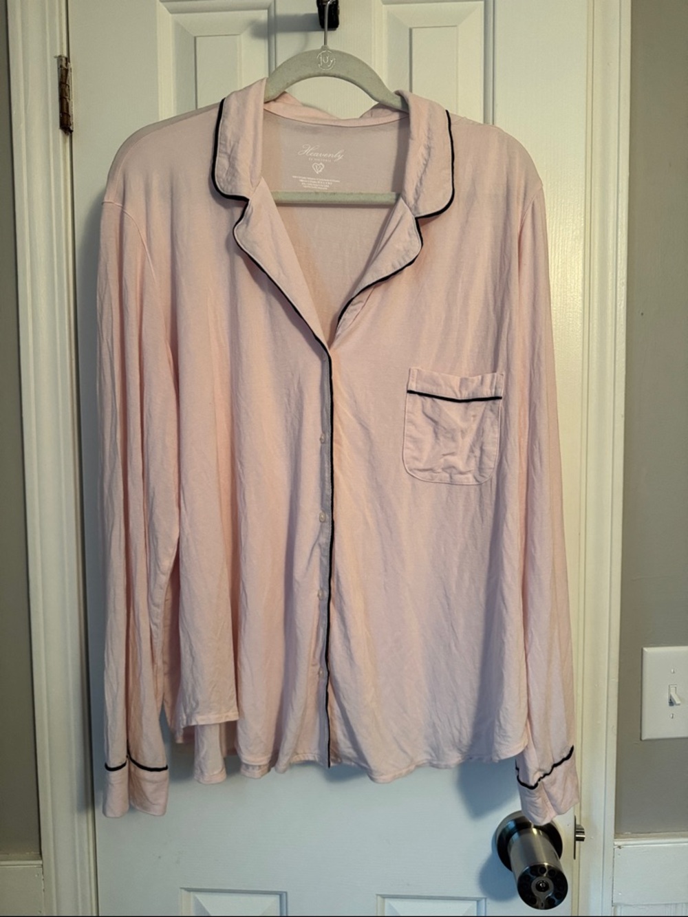 Victoria's Secret Light Pink Pajama Top with Black Trim